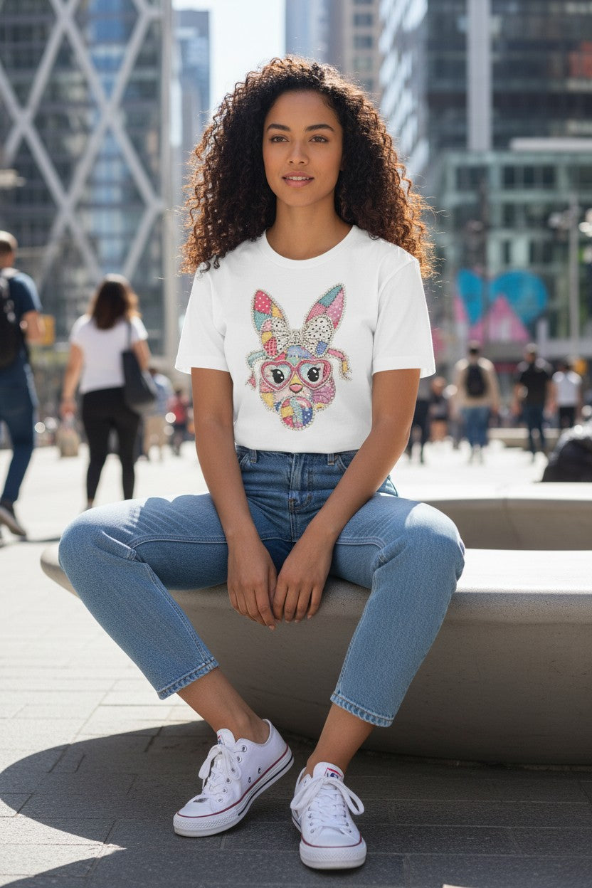 T-Shirt- Vibrant Diamond Patch Bunny